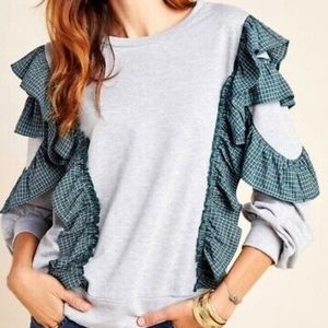 Anthropologie nu ro de plaid ruffle sweatshirt